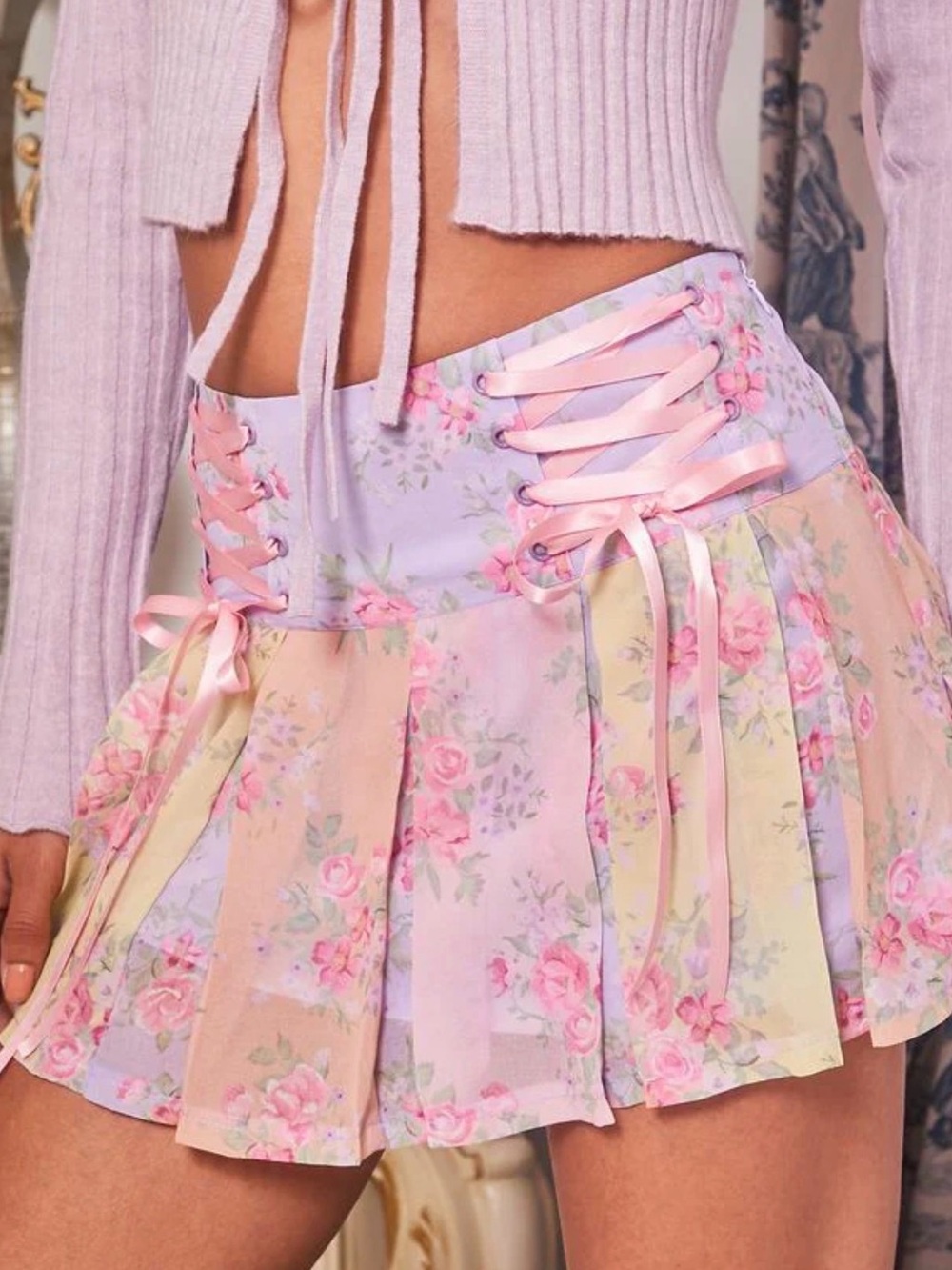 Sugar Thrillz Garden Fantasy Lace Up Skirt - Picture 3 of 5